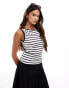 Фото #1 товара Abercrombie & Fitch striped sleeveless top with boat neck in black and white