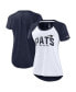 ფოტო #1 პროდუქტის Women's White, Navy New England Patriots Back Slit Lightweight Fashion T-shirt