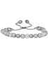 ფოტო #1 პროდუქტის White Cultured Freshwater Pearl (6mm) & Crystals Bolo Bracelet in Sterling Silver