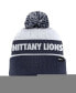 Men's White/Navy Penn State Nittany Lions Primetime Peak Cuffed Knit Hat with Pom