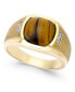 ფოტო #1 პროდუქტის Men's Tiger Eye (10mm) and Diamond Accent Ring in 10k Gold