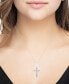 Фото #2 товара Macy's diamond Cross 18" Pendant Necklace (1/10 ct. t.w.) in Sterling Silver