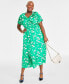 Фото #1 товара Trendy Plus Size Floral-Print Smocked Midi Dress, Created for Macy's