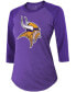 Women's Justin Jefferson Purple Minnesota Vikings Team Player Name Number Tri-Blend Raglan 3/4 Sleeve T-shirt