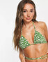 Фото #2 товара & Other Stories triangle strappy bikini top in green floral print