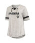 ფოტო #3 პროდუქტის Women's Heathered Gray Las Vegas Raiders Plus Size Lace-Up V-Neck T-shirt