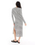 New Look long sleeve crochet maxi dress in stripe