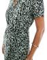 Vero Moda buttondown midi dress in green leopard print