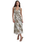 Women's Plissé Printed Surplice-Neck Dress