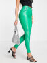 Miss Selfridge faux leather button fly legging in green