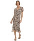 Women's Ruffle-Front Clip-Dot Midi Dress