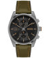 ფოტო #1 პროდუქტის Men's Skytraveller Quartz Fashion Chrono Green Leather Watch 44mm