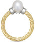 ფოტო #3 პროდუქტის Cultured Freshwater Pearl (7mm) Ring in 14k Two-Tone Gold-Plated Sterling Silver