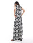 Фото #5 товара ONLY tile print wide leg trousers co-ord in black and white