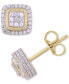 ფოტო #1 პროდუქტის Men's Diamond Square Cluster Stud Earrings (1/4 ct. t.w.) in 10k Gold