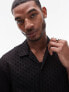 Topman oversized fit button through jersey crochet polo in black