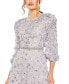 Women's Floral Applique Puff Sleeve High Neck A-Line Gown