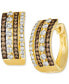 ფოტო #1 პროდუქტის Chocolate Diamond & Nude Diamond Multirow Small Hoop Earrings (1-1/4 ct. t.w.) in 14k Gold, 0.7" (Also Available in Rose Gold)