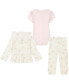 ფოტო #2 პროდუქტის Baby Girls Floral Sketch Interlock Cardigan and Joggers, 3 Piece Set