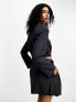 Bershka tailored cropped jacket in blue pinstripe