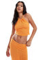 ASOS DESIGN co-ord textured halter top in orange Оранжевый, L - EU 44-46 - фото #1