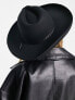 Фото #2 товара ASOS DESIGN structured wide brim fedora hat in black with trim detail