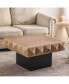 33.86"Three-Dimensional Embossed Pattern Square Retro Coffee Table With 2 Drawers And MDF Base