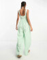 ASOS DESIGN shirred pinafore jumpsuit in sage 34 - фото #4