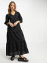 Фото #1 товара Accessorize statement embroidered beach maxi summer dress in black