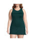 Plus Size Chlorine Resistant Smoothing Control Mesh High Neck Tankini Swimsuit Top