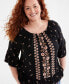 Plus Size Printed 3/4-Sleeve Top, Created for Macy's