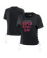 Фото #1 товара Women's Black Super Bowl LVIII Cropped Lace-Up T-shirt