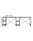 Wood L-Shape with Storage Shelves Industrial Desk