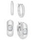 2-Pc. Set Small Color Crystal Hoop Earrings, Created for Macy's Серебристый - фото #1