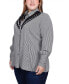 ფოტო #3 პროდუქტის Plus Size Long Sleeve Crochet Trimmed Blouse