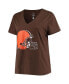 ფოტო #3 პროდუქტის Women's Baker Mayfield Brown Cleveland Browns Plus Size Name and Number V-Neck T-shirt