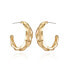 Gold-Tone Open C Textured Hoop Earrings