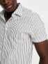 Фото #7 товара ASOS DESIGN slim fit short sleeve stripe shirt in white & black