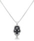 ფოტო #2 პროდუქტის Men's Black Cubic Zirconia Skull 24" Pendant Necklace in Stainless Steel