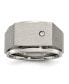 Titanium Brushed and Polished CZ Square Signet Ring