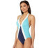 Vince Camuto 237297 Womens Color Block Halter One Piece Swimsuit Deep Sea Size 4