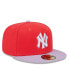 Men's Red, Lavender New York Yankees Spring Color Two-Tone 59FIFTY Fitted Hat Red, Lavender, 7 1/4 - фото #3