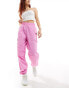 Armani EA7 logo nylon loose cargo joggers in pink