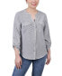 ფოტო #1 პროდუქტის Petite 3/4 Sleeve Roll Tab Y Neck Blouse