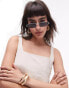 Фото #1 товара Topshop Rowan angled metal cat eye sunglasses in silver