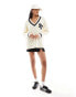 Фото #6 товара ASOS DESIGN oversized varsity v neck jumper in cream