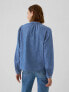 Фото #2 товара Puff Sleeve Lace-Trim Denim Shirt