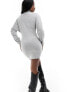 Фото #3 товара ASOS DESIGN roll neck long sleeve batwing mini dress in grey marl