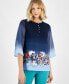 Women's 3/4 Sleeve Ombré Chiffon Top, Created for Macy's