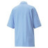 Puma Classics Collared Short Sleeve Button Up Shirt Womens Blue Casual Tops 5380